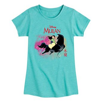 Disney's Girl Long Sleeve Mulan Watercolor Horse Tee