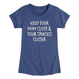 Girls 7-16 Mom Close Snacks Closer Graphic Tee