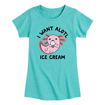 Girls 7-16 I Want Alotl Ice Cream Graphic Tee