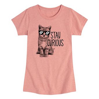 Girls 7-16 Stay Curious Cat Graphic Tee