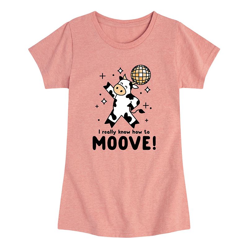 Girls 7-16 Watch Me Moove Disco Cow Graphic Tee, Girl's, Size: Large (10/12), Pink