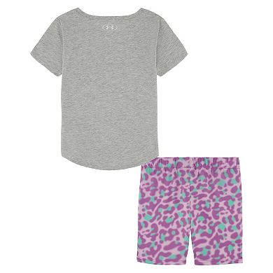 Toddler Girl Under Armour Core Graphic Tee & Printed Biker Shorts Set