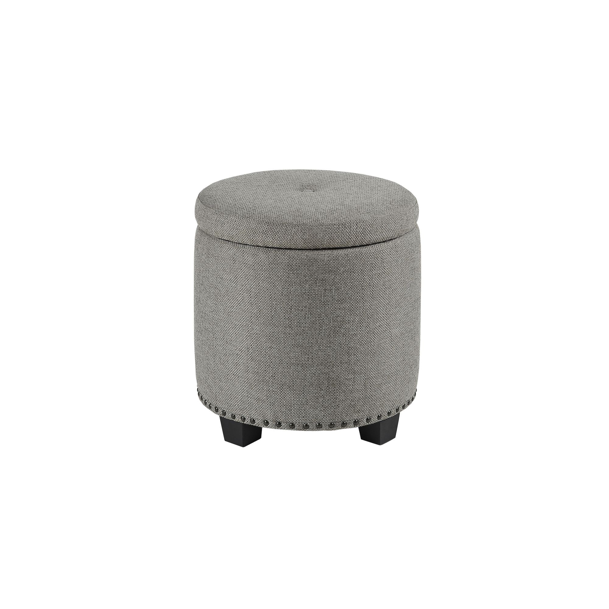 Madison Park Frances Round Storage Ottoman, Cloud