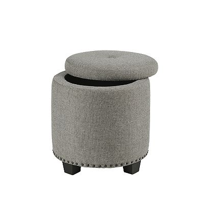 Madison Park Frances Round Storage Ottoman