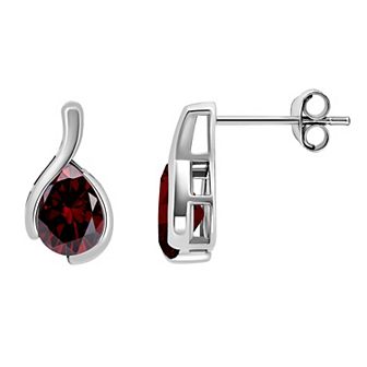 Aleure Precioso Sterling Silver Pear Cut Gemstone Stud Earrings