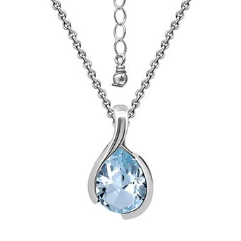 Aleure Precioso Sterling Silver Pear Shaped Gemstone Pendant Necklace