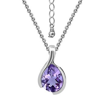 Aleure Precioso Sterling Silver Pear Shaped Gemstone Pendant Necklace