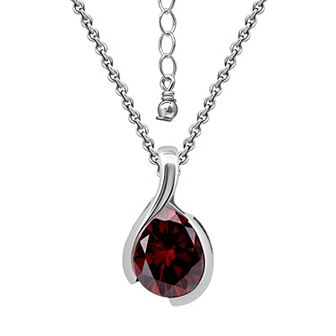 Aleure Precioso Sterling Silver Pear Shaped Gemstone Pendant Necklace