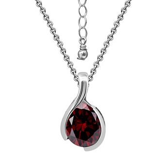 Aleure Precioso Sterling Silver Pear Shaped Gemstone Pendant Necklace