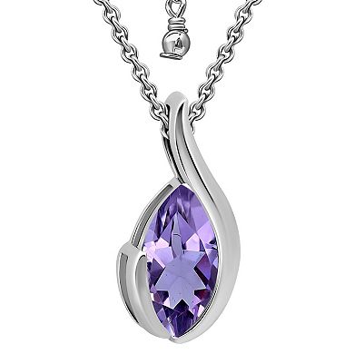 Aleure Precioso Sterling Silver Marquise Gemstone Pendant Necklace