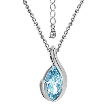 Aleure Precioso Sterling Silver Marquise Gemstone Pendant Necklace