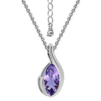 Aleure Precioso Sterling Silver Marquise Gemstone Pendant Necklace