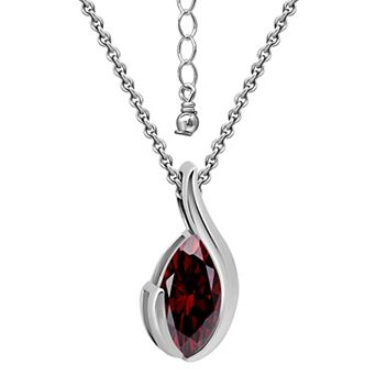 Aleure Precioso Sterling Silver Marquise Gemstone Pendant Necklace