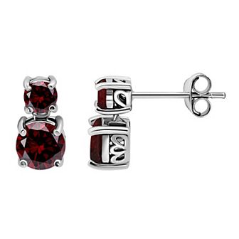 Aleure Precioso Sterling Silver Graduated Gemstone Drop Earrings