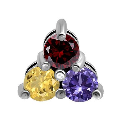 Aleure Precioso Sterling Silver Blue Topaz, Citrine & Garnet Pyramid Stud Earrings