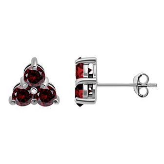 Aleure Precioso Sterling Silver Gemstone Pyramid Stud Earrings