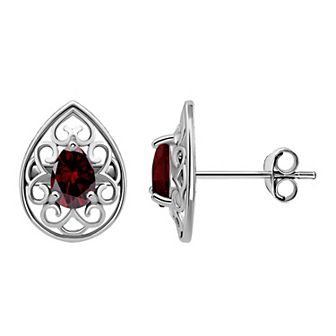 Aleure Precioso Sterling Silver Gemstone Teardrop Stud Earrings