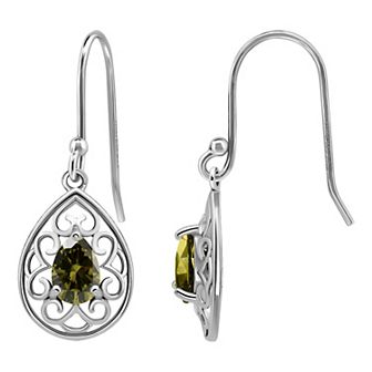 Aleure Precioso Sterling Silver Pear Shaped Gemstone Drop Earrings