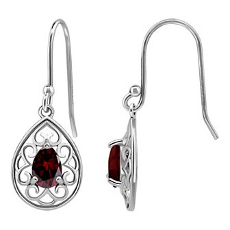 Aleure Precioso Sterling Silver Pear Shaped Gemstone Drop Earrings