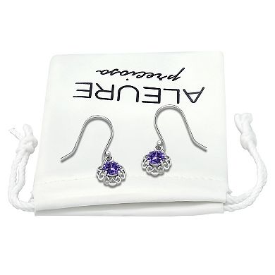 Aleure Precioso Sterling Silver Garnet Scalloped Drop Earrings