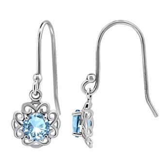 Aleure Precioso Sterling Silver Gemstone Scalloped Drop Earrings