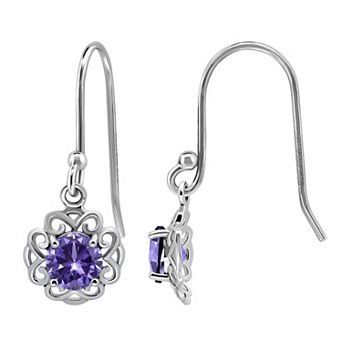 Aleure Precioso Sterling Silver Gemstone Scalloped Drop Earrings
