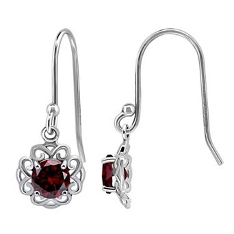Aleure Precioso Sterling Silver Gemstone Scalloped Drop Earrings