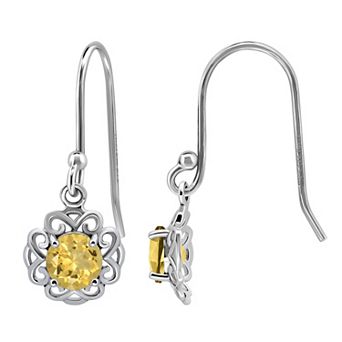 Aleure Precioso Sterling Silver Gemstone Scalloped Drop Earrings