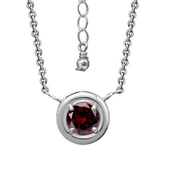 Aleure Precioso Sterling Silver Gemstone Halo Pendant Necklace