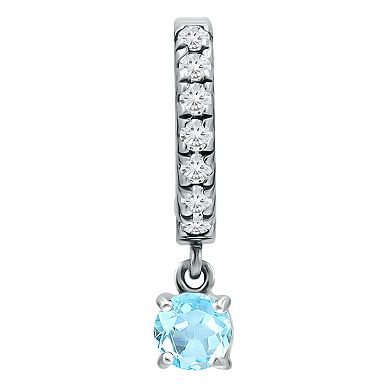 Aleure Precioso Sterling Silver Round with White Topaz Huggie Earrings