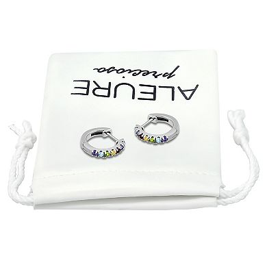 Aleure Precioso Sterling Silver Gemstone Huggie Earrings