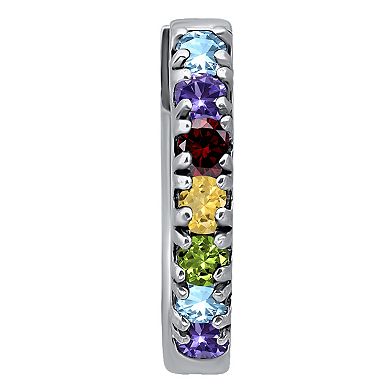 Aleure Precioso Sterling Silver Gemstone Huggie Earrings