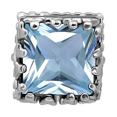 Aleure Precioso Sterling Silver Square Crown Set Stud Earrings