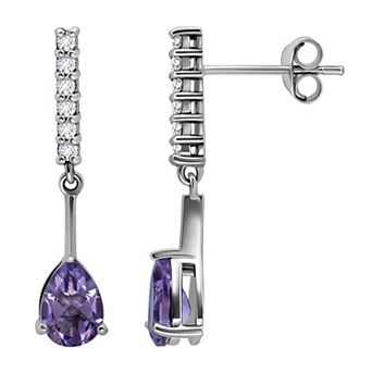 Aleure Precioso Sterling Silver Gemstone & White Topaz Drop Earrings