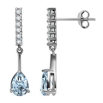Aleure Precioso Sterling Silver Gemstone & White Topaz Drop Earrings