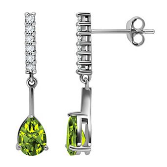 Aleure Precioso Sterling Silver Gemstone & White Topaz Drop Earrings