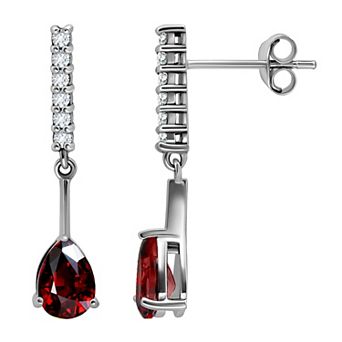 Aleure Precioso Sterling Silver Gemstone & White Topaz Drop Earrings
