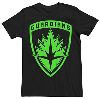 Men's Marvel Guardians Of The Galaxy Neon Green Crest Shield Graphic Tee