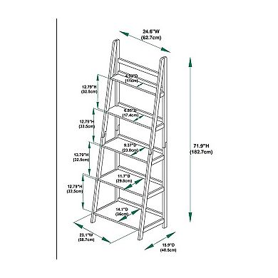 Linon Charlotte 5-Tier Bookshelf