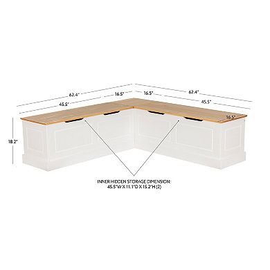 Linon Tobin Backless Corner Nook Set