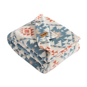 Wrangler Dakota Blue Plush Fleece Blanket