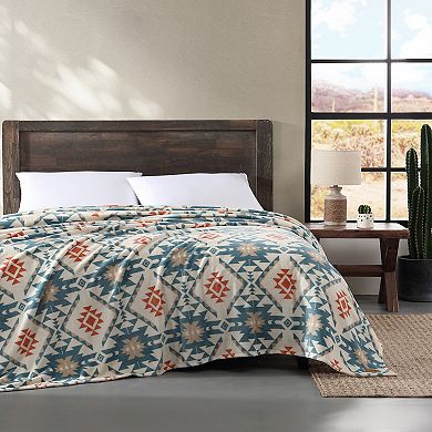 Wrangler Dakota Blue Plush Fleece Blanket