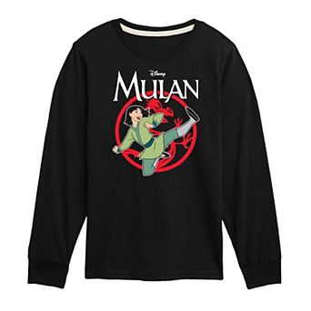 Disney's Mulan Boys 8-20 Kicking Logo Long Sleeve Graphic Tee