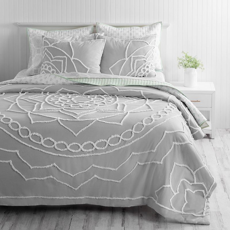 Martha Stewart Sophia Cotton 3-Piece Duvet Cover Set, Multicolor, King