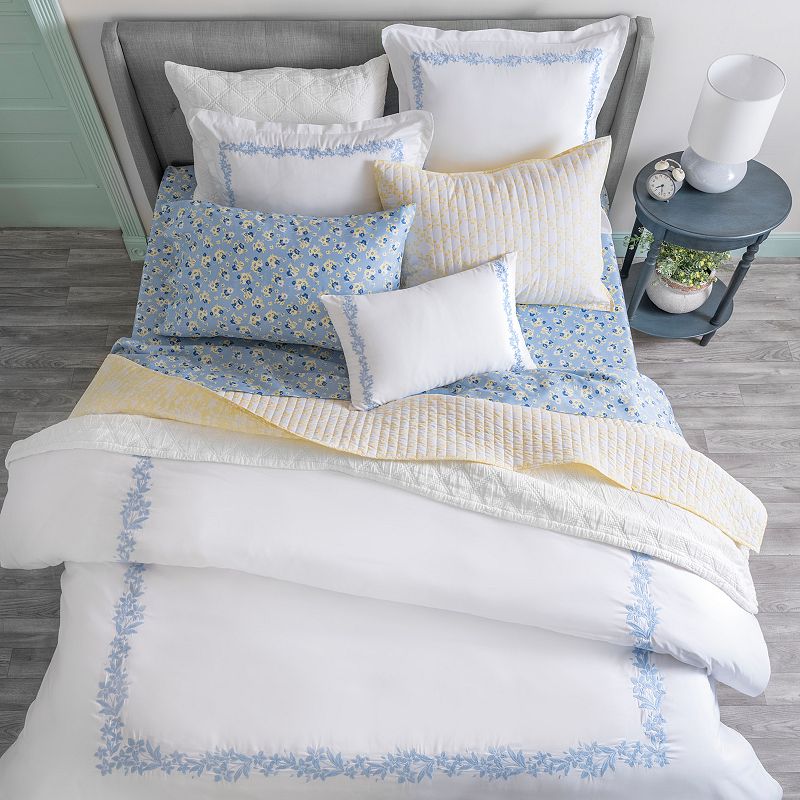 Martha Stewart Climbing Wildflowers Cotton 3-Piece Duvet Cover Set, Blue, K