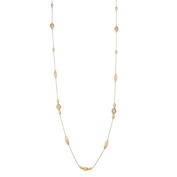 Napier Gold Tone Filigree Bead Station Necklace