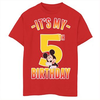 Disney's Mickey Mouse Boys It's My 5th Birthday Gradient Portrait Tee