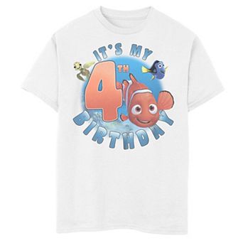 Disney/Pixar Finding Nemo Boys Dory & Squirt It's My 4th Birthday Tee