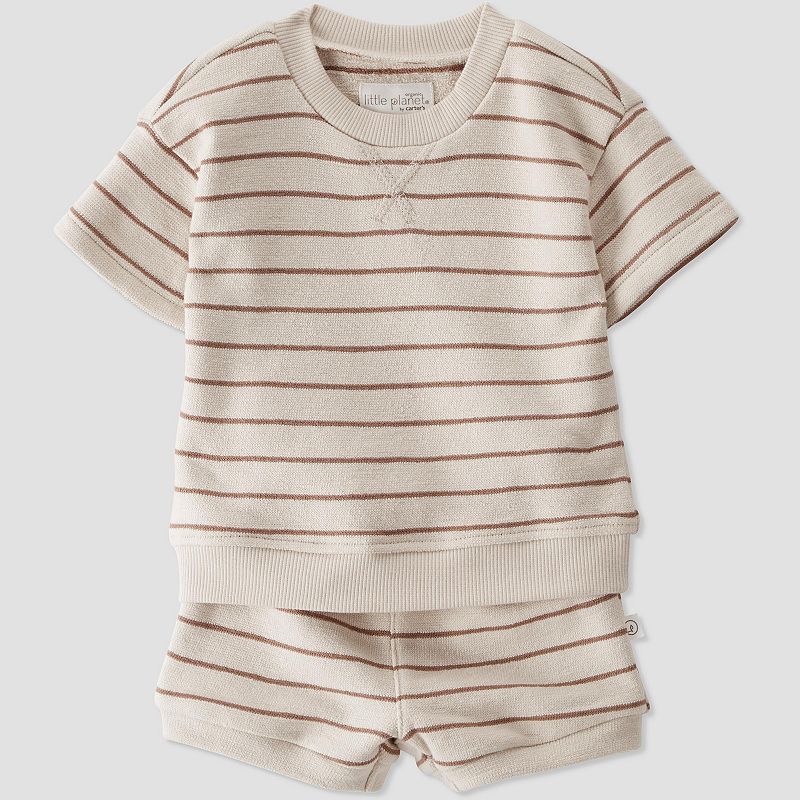 Little Planet by Carter's Organic Baby 2pc Striped Shorts Set - Brown 3M