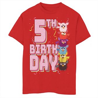 Boys 8-20 Furby 5th Birthday Totem Tee